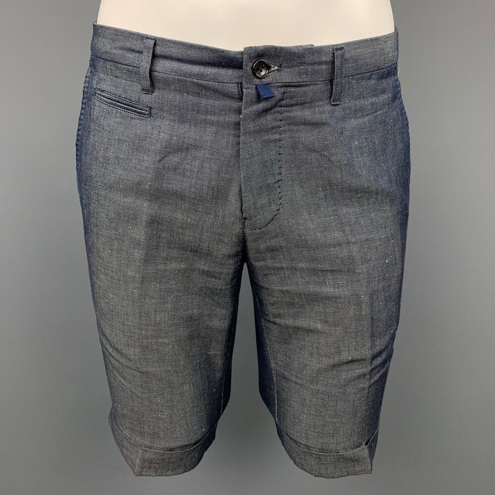 THE SUIT COMPANY Size M Grey Linen / Cotton Zip Fly Angelico Shorts